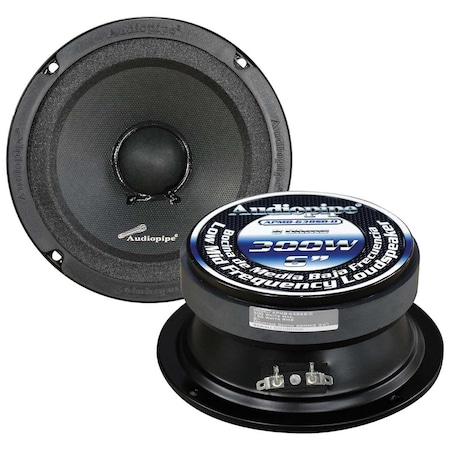 Audiopipe 6 in. 300W Maximum 8 Ohms Midrange Speaker APMB638SBD